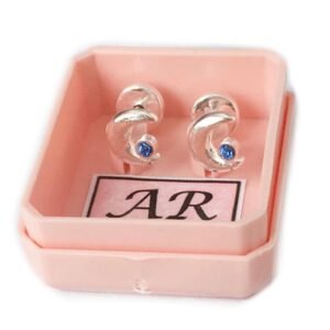 12 A-R Aro Plata 900 Luna con Strass Azul