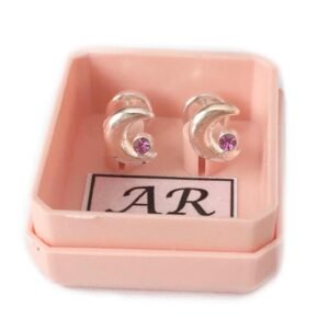 12 A-R Aro Plata 900 Luna con Strass Rosa