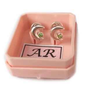 12 A-R Aro Plata 900 Luna con Strass Verde