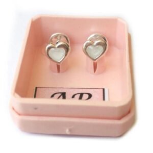 15 A-R Aro Plata 900 Corazón Esmaltado chico Blanco