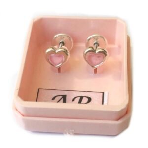 15 A-R Aro Plata 900 Corazón Esmaltado chico Rosa