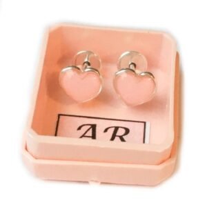 16 A-R Aro Plata 900 Corazón Esmaltado grande Rosa