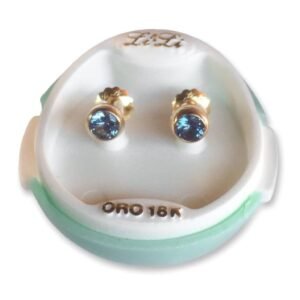 825 LILI Oro con Tuerca Redondo Celeste