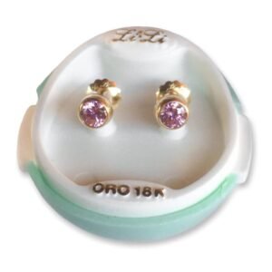 825 LILI Oro con Tuerca Redondo Rosa